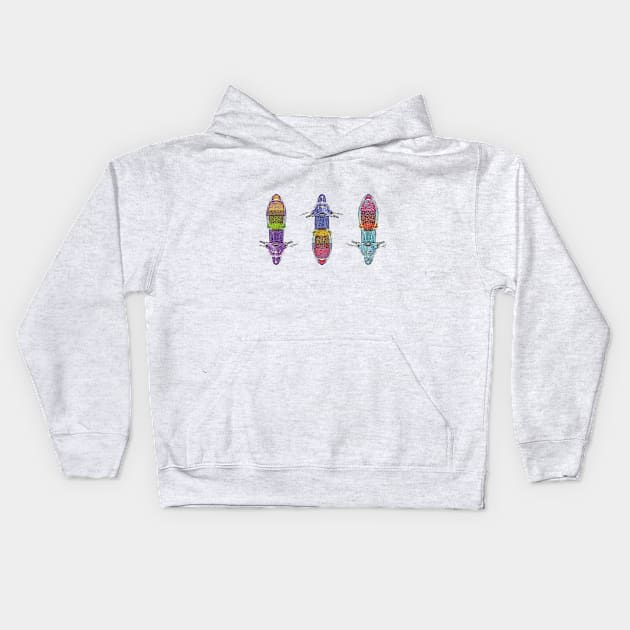 3 Vespa Piaggio scooters from above Kids Hoodie by AaaahEeeekStudio